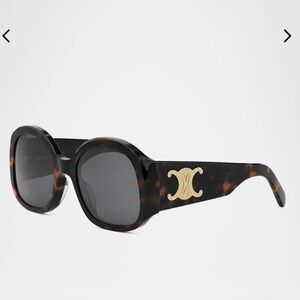 Celine Max Triomphe Round Acetate Sunglasses / Dark Havana NEW